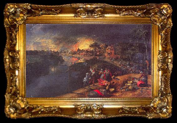 framed  Mossa, Gustave Adolphe Scene of War and Fire, ta009-2